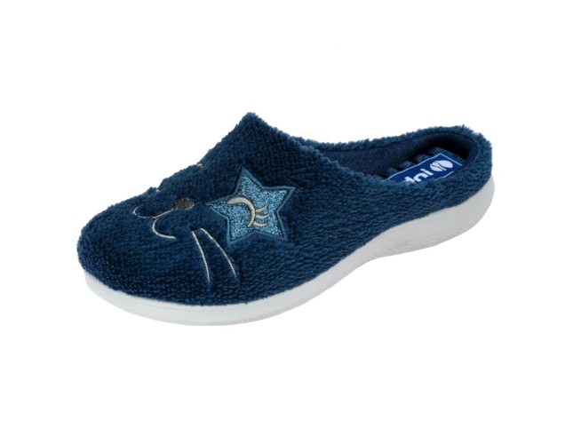 Papuci de casa dama, din textil, marca Inblu, EC85-004-42-89, bleumarin
