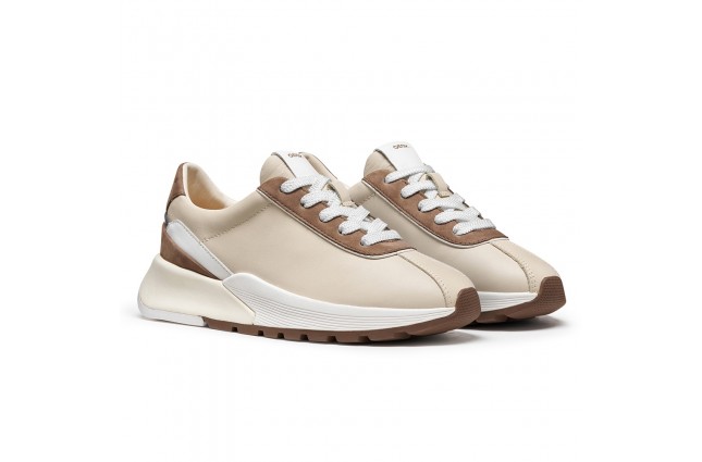 Adidasi dama, piele naturala, Geox, D655JA-08532-C1S1Z, crem