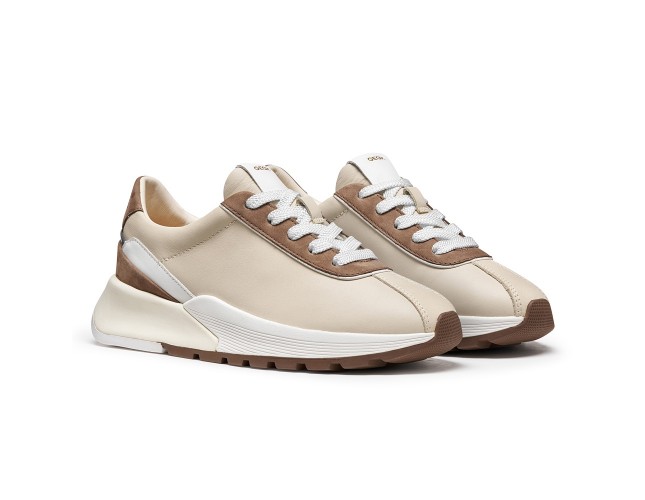 Adidasi dama, piele naturala, Geox, D655JA-08532-C1S1Z, crem