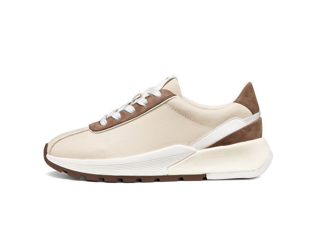 Adidasi dama, piele naturala, Geox, D655JA-08532-C1S1Z, crem