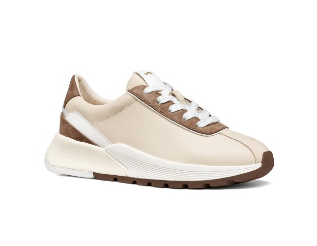 Adidasi dama, piele naturala, Geox, D655JA-08532-C1S1Z, crem