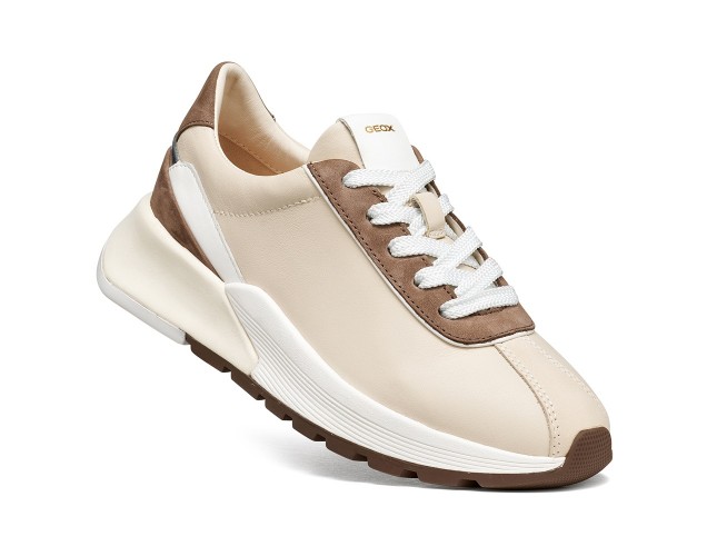 Adidasi dama, piele naturala, Geox, D655JA-08532-C1S1Z, crem