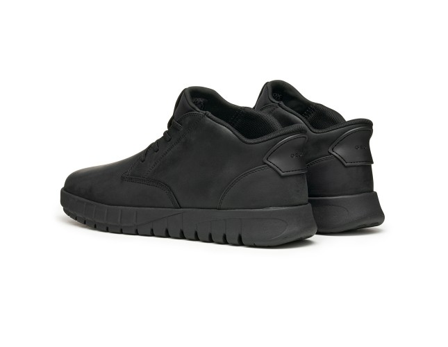 Ghete barbati, piele naturala, Geox, U56MAB-000FF-C9999, negru