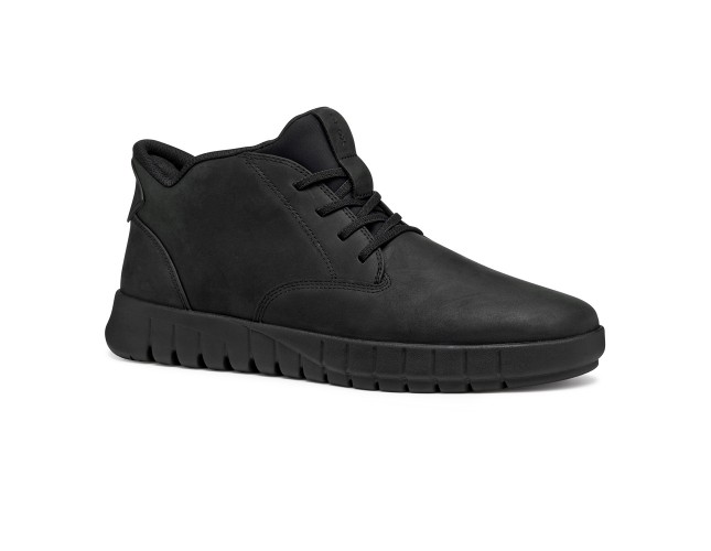 Ghete barbati, piele naturala, Geox, U56MAB-000FF-C9999, negru