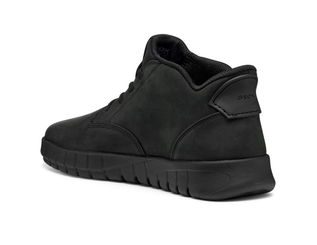 Ghete barbati, piele naturala, Geox, U56MAB-000FF-C9999, negru